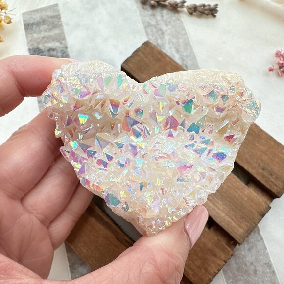 Gorgeous Angel Aura Quartz Heart Cluster - Picture 7 of 7